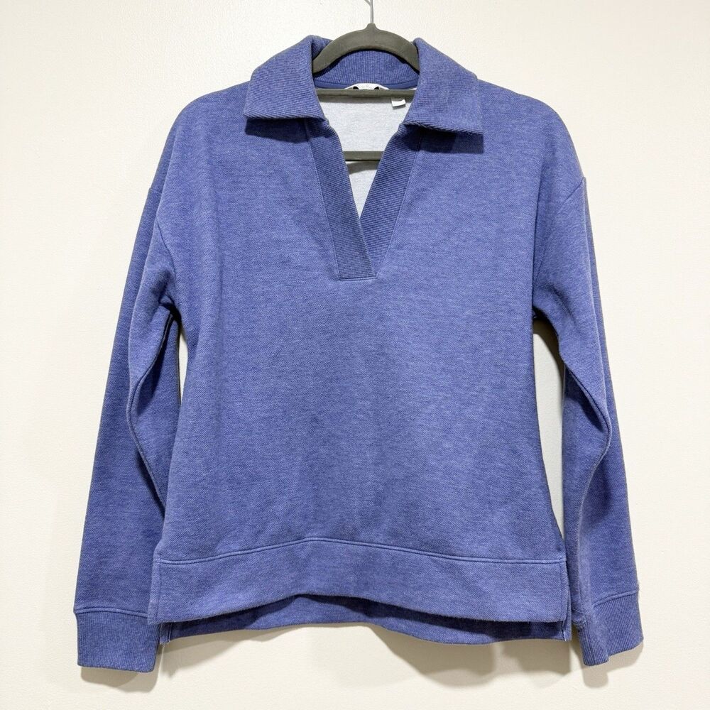 Lady Hagan Blue V-Neck Cotton Blend Cozy Pullover Sweater Women Size Xsmall